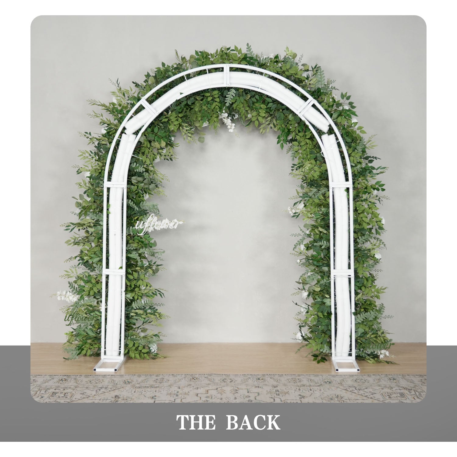 Uflower White Rose Green Leaf Floral Row Decor Wedding Backdrop Door Arch